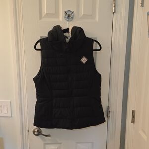 Women's Hollister Sherpa Lined Puffer Vest with Dark Gray Sweatshirt Hood (0912)